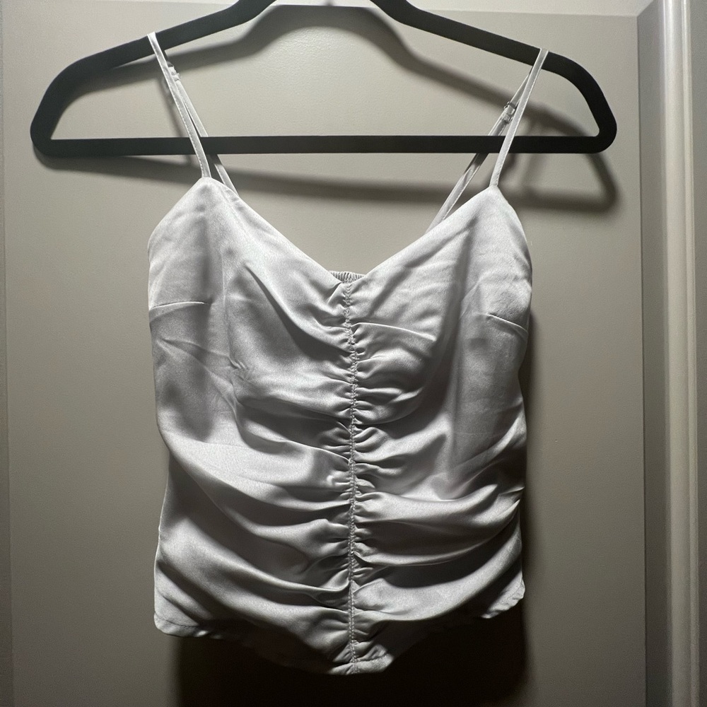 Abercrombie and Fitch rusched silver crop top